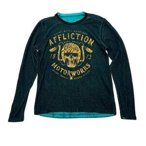 Affliction Mens Thermal Reversible Long Sleeve Shirt Size XXL Blue